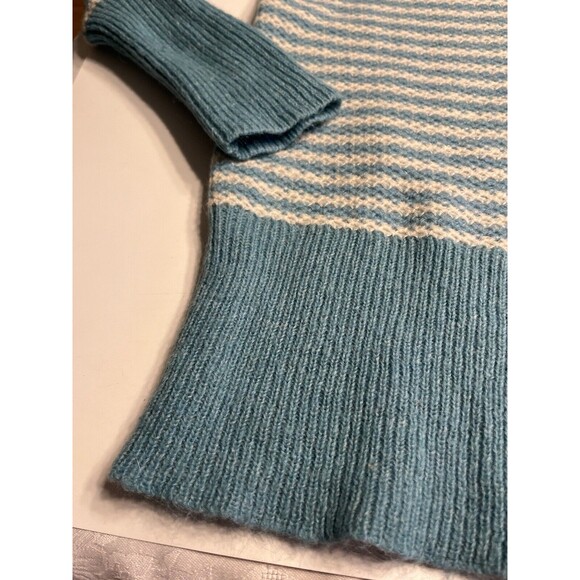 Lambswool Mohair V-neck Striped Button Up Sweater Sz PM - Picture 4 of 9